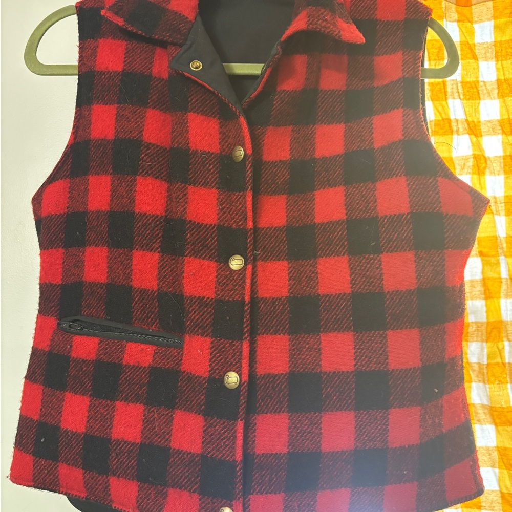 Reversible Woolrich Red and Black Buffalo Check Vest